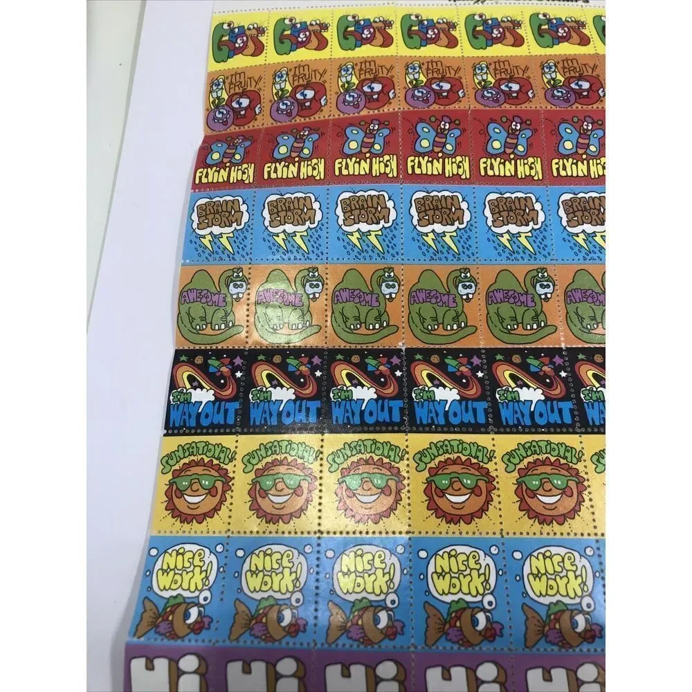 Kellogg's Cereal Fun Stamps Sheet Stickers Vintage 1980s. Rare